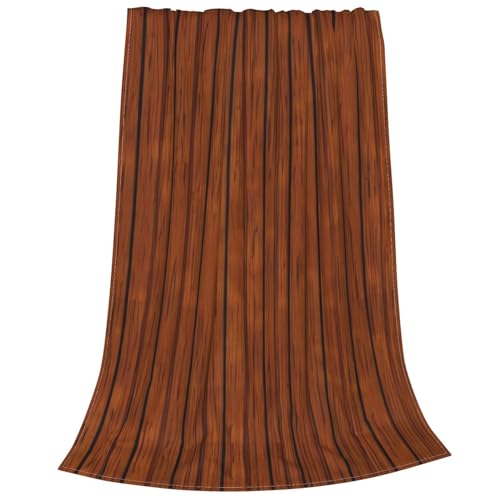 Couverture en flanelle marron motif bois plaid doux 150x200cm pour lit et canapé