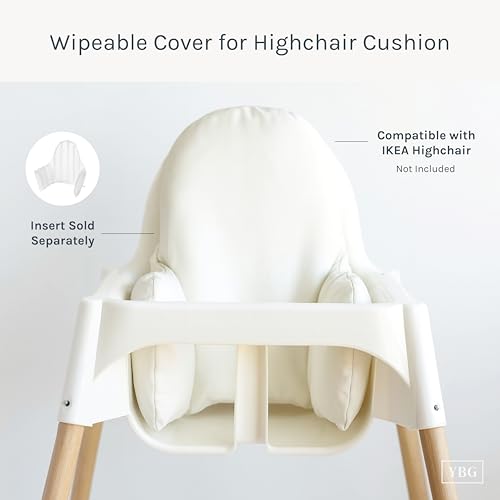 Image of Yeah Baby Goods Wipeable Cushion Cover (White) - Compatible with The IKEA Antilop Highchair - Soft, Waterproof Baby High Chair Cover
