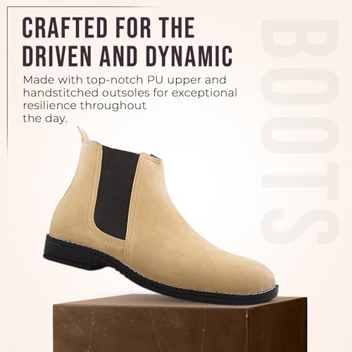 Image of STANPHORD Men's Pacecore Slip-On Boots Block-Heel Chelsea Solid High Top Regular Casual Shoes Without Laces | Perfect for Parties, Outdoor, Trekking, Office