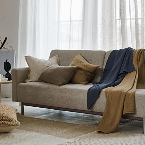 URBANARA Decke Sierra 125 x 190 cm, gewebte Tagesdecke aus 100 % Bio-Baumwolle mit charmantem Knitterlook, natürlich gefärbt und besonders nachhaltig, ohne Schadstoffe - Earth Oak - Image 5
