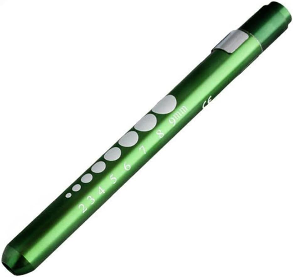 Katartizo Luz verde de pluma con indicador de pupila LED Penlight para enfermeras médicos, luz médica reutilizable para estudiantes de enfermería y