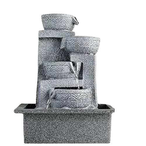 Image of Indoor Tabletop Water Fountain with 4 Diya Decorative Mini Waterfall Fountain for Home Office Desk Decor Flowing Water Showpiece Small Fountain for Living Room Bedroom Decoration
