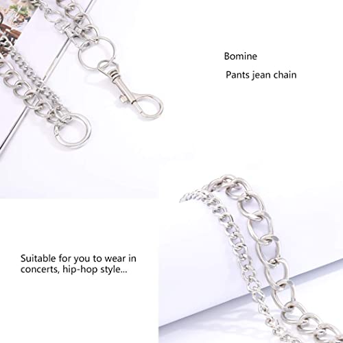 SYOSI Hip Hop Pants Jean Chain Goth Punk Silver Trousers Chains Biker Heavy Thick Wallet Pocket Chains Silver Keychains Body Jewelry for Men and Women (Silver)