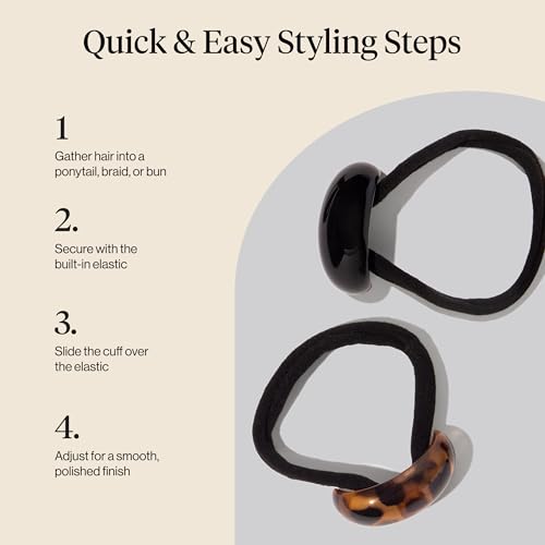 Kitsch Small Hair Cuffs Hair Ties For Women - Black and Tort, 2pcs - image 6