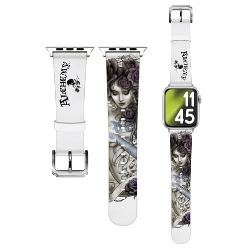 Bracelet montre Alchemy Gothic Apple Watch cuir véritable 42mm 44mm 45mm 49mm rose gothique