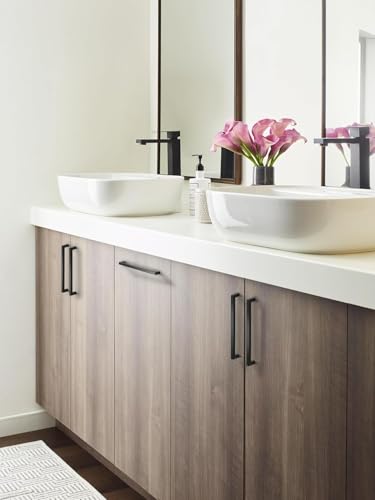 Image of Amerock BP36908FB | Matte Black Cabinet Pull | 7-9 /16 inch (192mm) Center-to-Center Cabinet Handle | Monument | Furniture Hardware