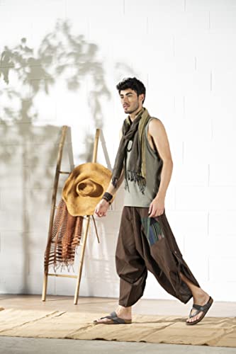 The Veshti Company Soft Boho Harem Pants Pajama for Men, 100% Cotton High Waisted Harem Yoga Bottoms for Him3