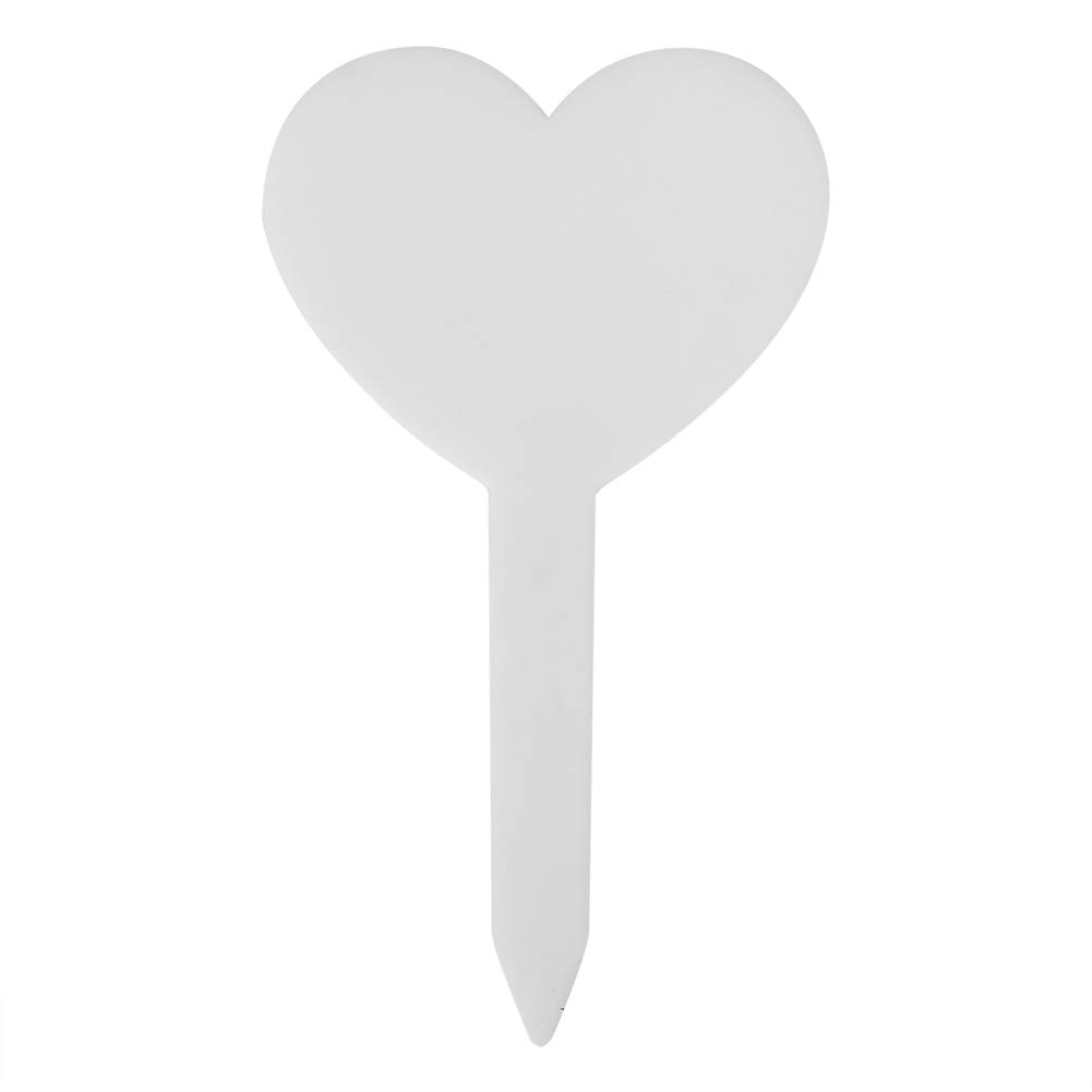 Buachois 100 Pcs Plastic Plant Labels 8cm Heart Shape Tip Flower Plant Label Pot Name Stake Tags Garden Markers Seeds Planting Sticks for Greenhouse Garden(White)