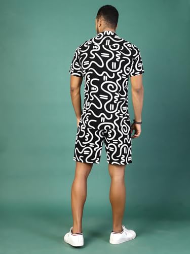 Image of Rigo Printed Co-Ord Set for Men's | Casual Shirt & Shorts Night Suit Set | Lounge-wear Nightdress Pajama Set for Men's | Night Wear, Beach Wear, Vacation Wear Outfit