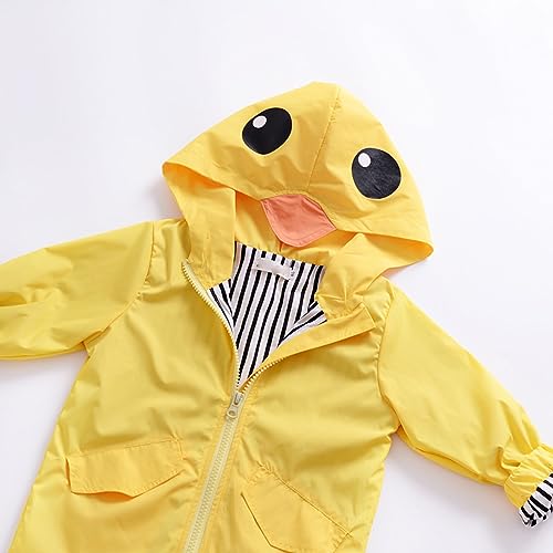 Eishow Adorable Toddler Kids Baby Boy Girl Duck Raincoat Cartoon Design Jacket Coat Fall Winter Hooded Outwear School Oufits (Yellow, 2T) #TOP6