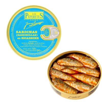 Los Peperetes - Sardinillas en Escabeche - Mejor Conserva de Marisco del Mundo - Recomendadas por David Beckham - 1 Lata 120g