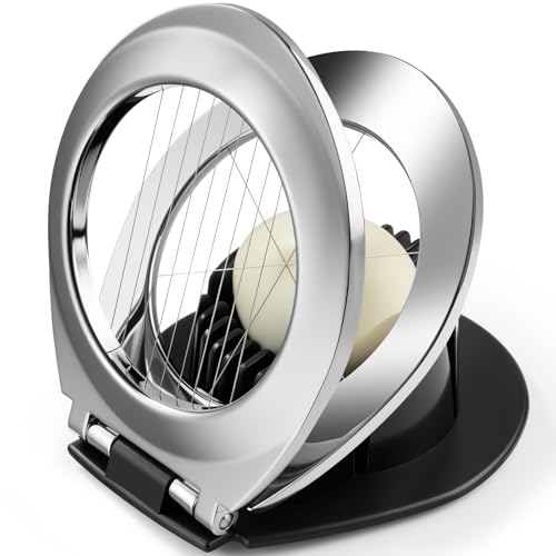 Sinnsally Eierschneider Edelstahl Spülmaschinenfest Eierteiler Kartoffelschneider Eierharfe Erdbeerschneider Eieraufschläger Mozzarella Schneider Metall Eierpiekser Eierschüttler Egg Slicer (Schwarz) 1