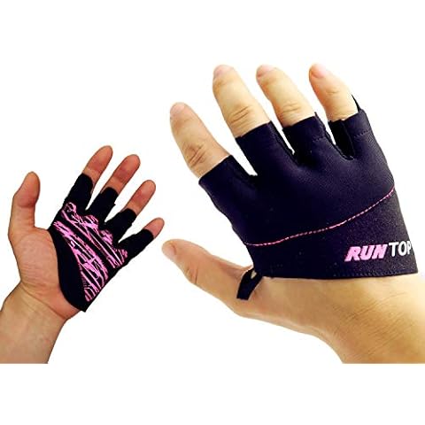 RUNTOP Workout Gloves Weight Lifting Grips with Silicon Padding Exercise Gloves Perfect for Women Men Cross Training WODS Weightlifting Bodybuilding Powerlifting Gym Fitness (Hot Pink, S) Cover