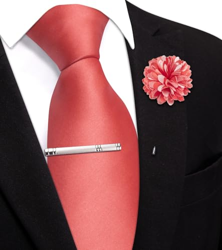 Image of Hi-Tie Pretied Boys Ties Solid Color Kids Adjustable Necktie Lapel Pin Clip Set Age 8-12 Wedding School Graduation