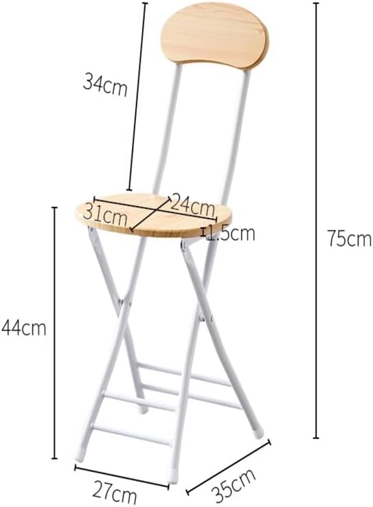 Collapsible Folding Stool with Backrest - Lightweight Portable Bar Stool for Kitchen and Dining, Ideal for Family Gatherings, Easy to Store and Transport