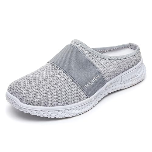 Mules Clogs for Women Diabetic Air-Cushion Slip-On Walking Shoes Lightweight Platform Mesh Mules Sneaker Sandals Orthopedic Slippers Backless Sneakers