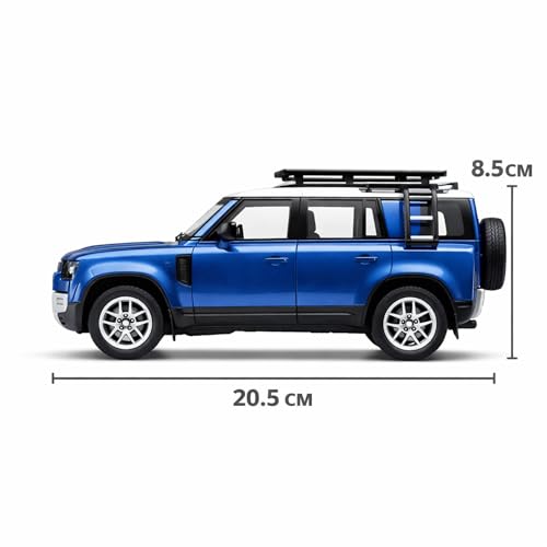 Image of Land Rover Defender 110 2020 1:24 Scale Die-Cast Car Model Blue - All Four Doors Open Engine Hood Roof Rack Pull-Back Alloy Modern SUV Collectible