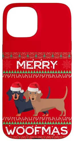ダックスフント クリスマス ウィーナー ホリデー ソーセージ 犬 スマホケース iPhone 15 用