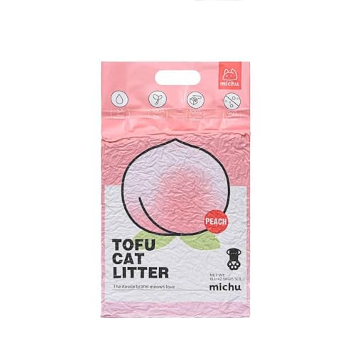 Michu Tofu Cat Litter Natural Clumping Tofu Cat Litter Fast Clumping and Easily Scoop-able 5.5lb/88oz 5 Scents - Peach 2 Pack