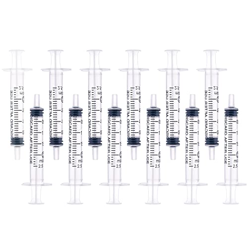 LUTER 12Pcs 2ml Plastic Syringes, No Needle Plastic Syringe with Measurement for Scientific Labs Experiment Dispensing Measuring Small Volume Liquids Watering Feeding Pets Oil or Glue Applicator