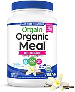 Vegan Protein Meal Replacement Powder by Orgain - 20g of Protein, Certified Organic and Plant Based, No Gluten, Soy or Dairy, Non-GMO, Vanilla Bean, 2.01lb (Packaging May Vary)