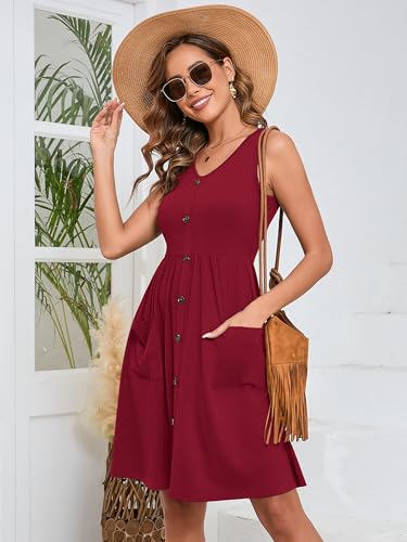 Image of Heymoments Women Sleeveless Summer Beach Dresses with Pockets