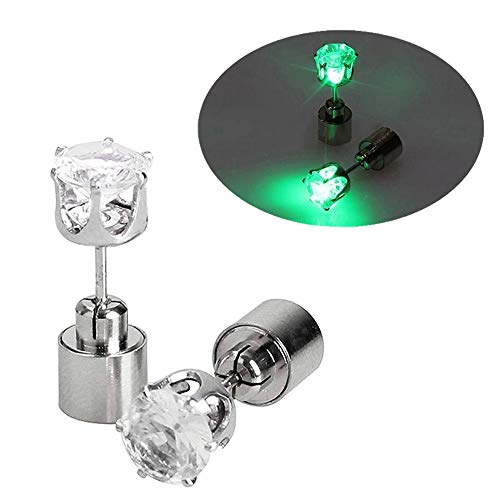 IC ICLOVER Led earring,1 Pairs Cool Shiny Glowing Led Lighting Stud Earring For Hallowmas Thanksgiving Day Christmas Gift-Green