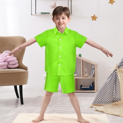 Image of 3T Toddler Boy Shorts Set Black Hawaiian Button Down Shirts Summer Outfits for Little Boy