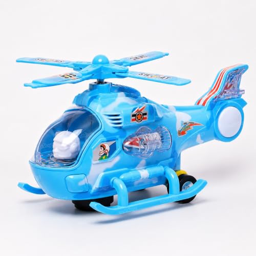 Image of Zest 4 Toyz Musical Helicopter Toy | Plastic Helicopter Air Force Toy | Bump and Go Action with Colourful 3D Lights | Swirls and Music | Pack of 1