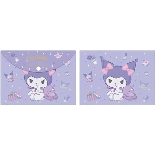 クロミ ちゃん クリアファイル ボタン プラスチック 3枚セット ボタン式 封筒型 書類ケース ドキュメントケース 資料 収納 オフィス ビジネス 防水