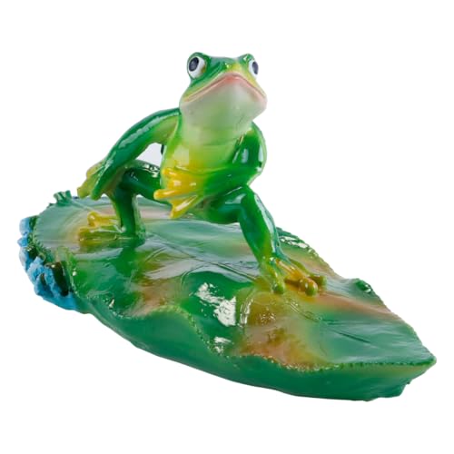 Durlo Floating Lily Pad with Frog Figures Model,Artificial Pond Floating Plants Waterproof Lotus Leaf Frog,Pond Lily Garden Fishpond Swimming Pool Decor