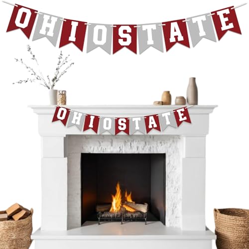 Ftuuo Ohiostate Banner String Banner Blue String Pennant Flags Banners for OHIO Team University Wolverines Decoration and Theme Party Decorations