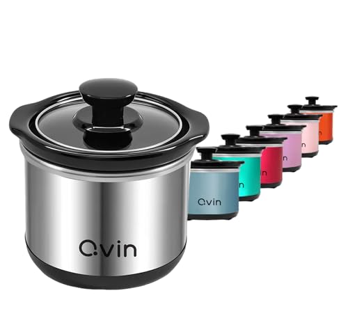 0.65-qt Mini Slow Cooker, Fondue Melting Pot Warmer with Diswasher-safe 20Oz Stoneware Crock, Feeds...