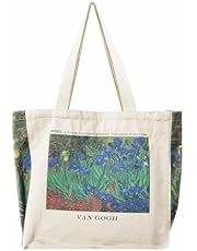 BROADREAM Aesthetic Canvas Tote Bag for Women, Vintage Reusable Book Tote Bag with Inner Zipper Pocket