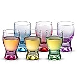 M&N HOME Juego de 6 vasos de cristal de base pesada para vodka, brandy, bourbon y licor, decoración de comedor, 1.7 onzas, multicolor