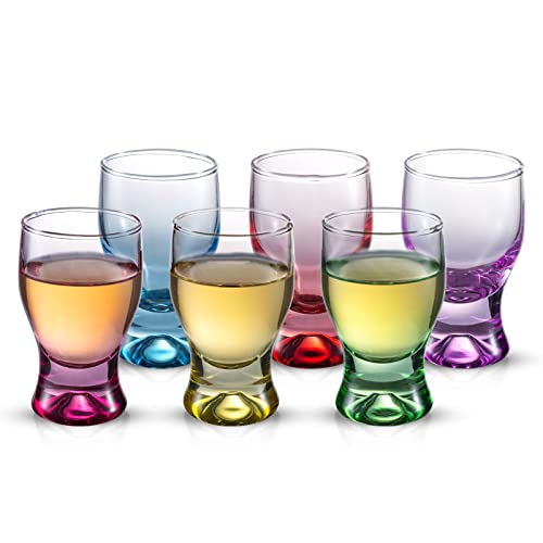 M&N Home 6 Pack Shot Glass Set, Glass Shot Glasses, Cute Shot Glasses, 2 Oz Shot Glasses, Wedding Shot Glasses, Mini Brandy Sniffers, Liquor Glasses, New Years Eve Party Supplies - Multicolored Set #TOP29