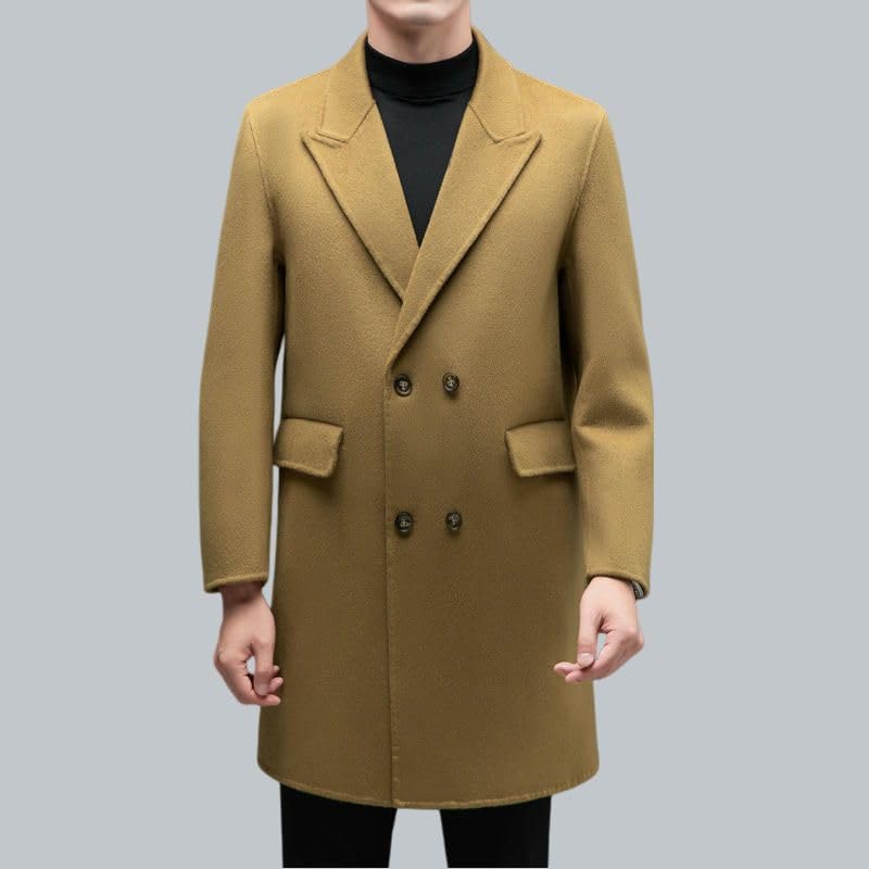 Manteau long homme laine automne hiver coupe croisée élégante