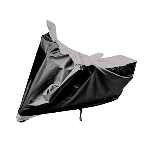 Image of Auto Hub Bike Cover Compatible with Hero Hf Deluxe with Mirror Pocket, Dustproof, Heat Resistant, Triple Stitched, Hf Deluxe Bike Cover- Black, Silver