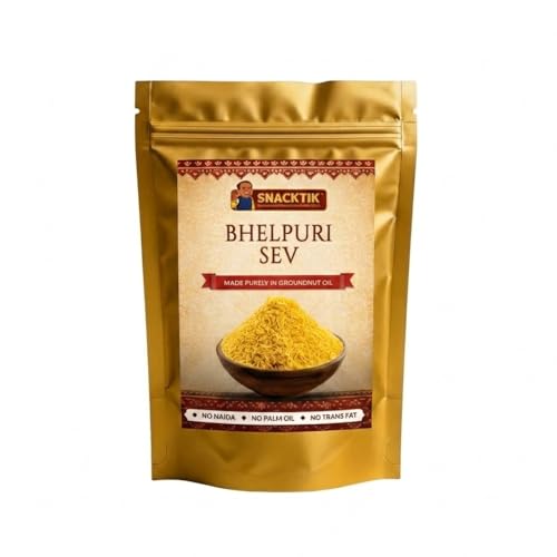 Image of Snacktik BHELPURI SEV Pack of 2 | Made in Groundnut Oil | Fresh in Small Batches | Regional & Authentic Taste of Homeland | No Preservatives | No Maida | 150g Each | No Palm Oil