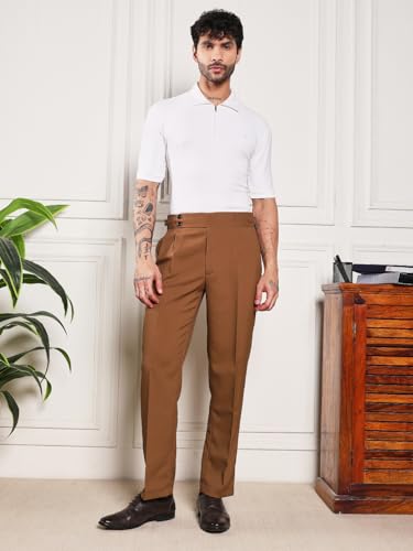 Image of Gurkha Pants for Men | Trouser for Men | Formal Pant | Double Button | Loose Fit Trouser High Waist Pleated Casual Trousers | Vintage Straight Leg Pants for Office Smart Casual Travel Party