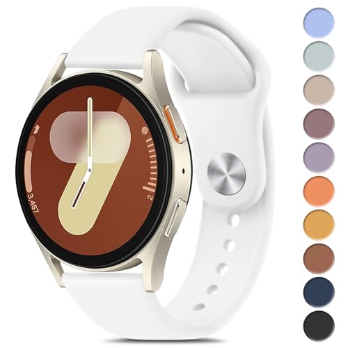 Meliya Bands Compatible with Samsung Galaxy Watch 7 Band 40mm 44mm, Galaxy Watch FE Bands 40mm, 20mm Soft Silicone Sport Replacement Strap for Galaxy Watch 7 Band Women Men (White)