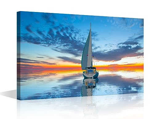 TISHIRON Luxury Yachts Wall Art 1 pezzo barca a vela in mare immagini stampa su tela paesaggio oceano poster skyline mare opera d'arte per pareti di casa pittura incorniciata per camera da letto