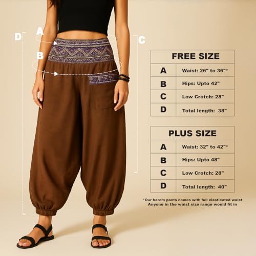 Image of The Veshti Company Cotton Baggy Pants Drop Crotch Harems for Men's Loose Boho Oversized Striped Meditation Yoga Pant with Pocket