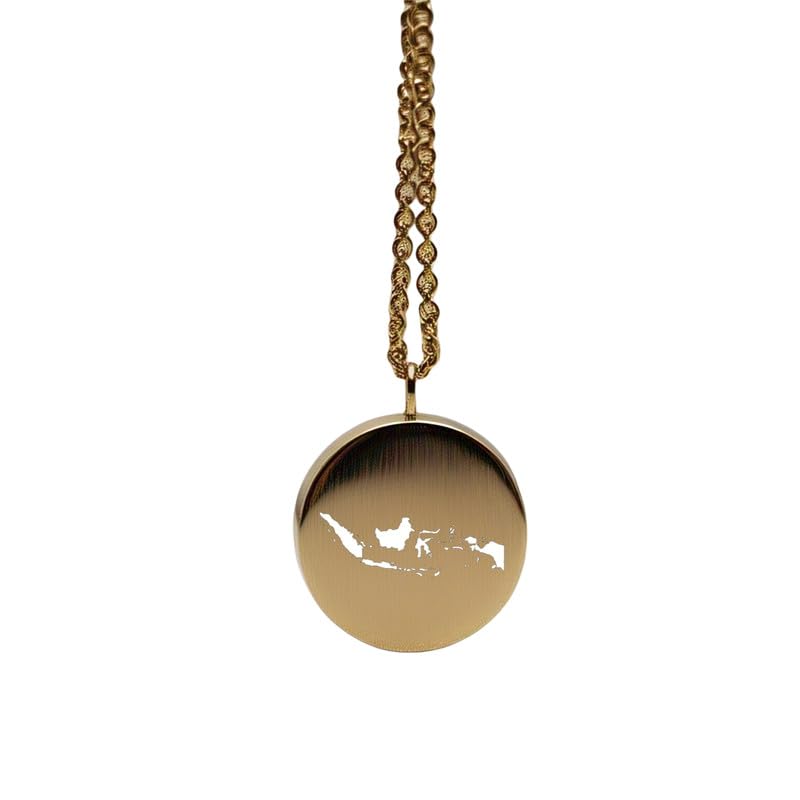 Pendentif carte de l'Indonésie en argent sterling, breloque Terre en or pour collier de voyage