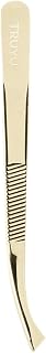 Truyu 10-1015 24ct Gold Plated Easy View Slant Tweezer - Perfect For Facial Hair Removal For Women and Eyebrow Tweezers., Silver