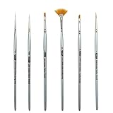 ZEM Brush Golden Taklon Mini (Tiny) Detail Brush Set Fan 2/0, Liner 20/0, Flat 2, Detail 10/0, 1, An