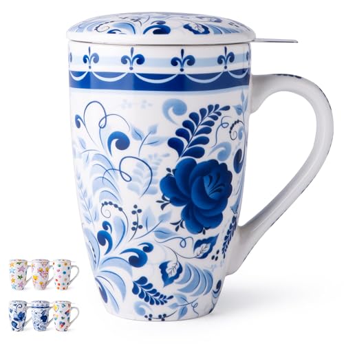 GBHOME Tea Mug with Infuser and Lid, 530ml Large Ceramic Loose Leaf Cup, Microwave, Dishwasher Safe Steeping Mug, Perfect for Tea Lovers GBHOME Tea Mug with Infuser and Lid, 530ml Large Ceramic Loose Leaf Cup, Microwave, Dishwasher Safe Steeping Mug, Perfect for Tea Lovers