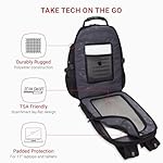 SwissGear 1900 ScanSmart 17” Laptop Backpack Black/Black – Reflective Tech Backpack with ScanSmart Compartment – Multiple Organizer Pockets & RFID Scan Blocking Technology - Image 2