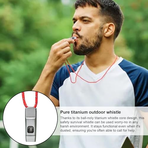 Titanium Survival Whistle - Key Chain Whistle with Lanyard | Ultralightt Survival Gear Whistles | Outdoor Waterproof Equipment | Multifunctional Tool | Loud Survival Whistle for Hiking, Camping – Image 5
