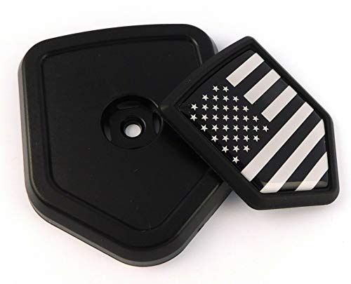 Image of USA Black flag car truck black Shield Grill Badge black grille mount emblem 2.6 inch x 3.1 inch